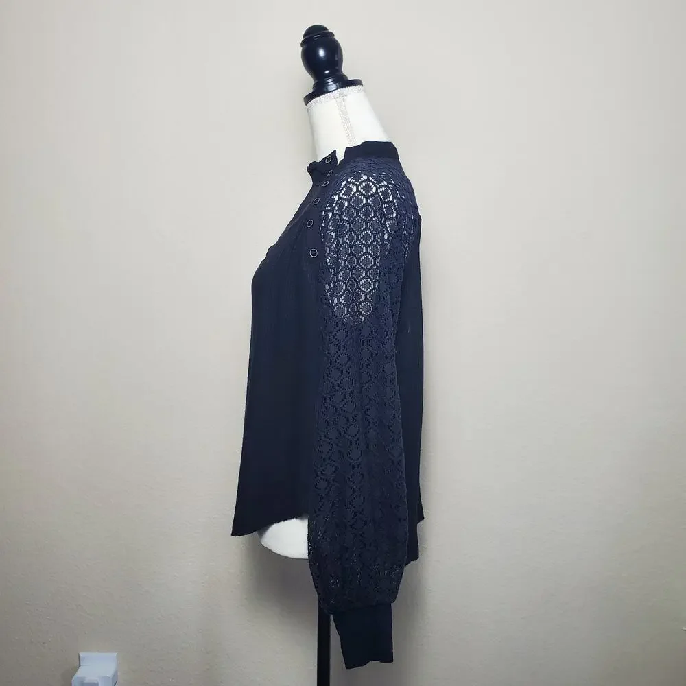 Free People Sweetest Thing Black Blouse Small